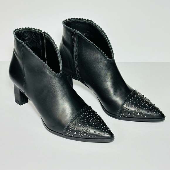 Javiera Booties Boots 2201 Studs Leather Ankle Boots Pointy Toe Heel Zip Spain - Picture 16 of 16